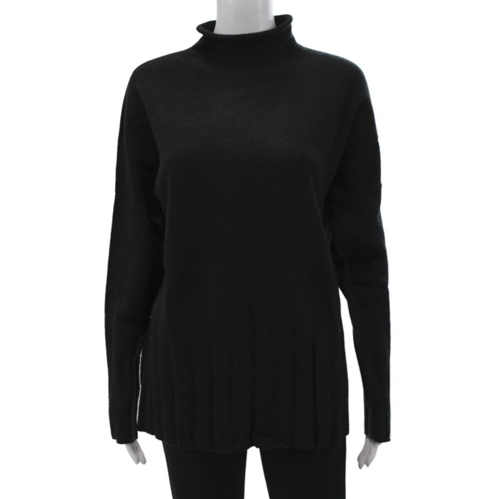 Renuar Womens Black Mock Neck Long Sleeve Sweater Solid Size M